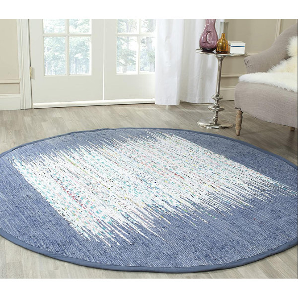 Dakota Fields Amro Handmade Cotton Ivory / Dark Blue Indoor/Outdoor Rug